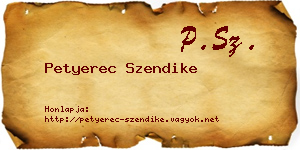Petyerec Szendike névjegykártya